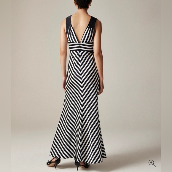 Christopher John Rogers X J.Crew cross-front maxi dress in stripe navy and white - Picture 3 of 13
